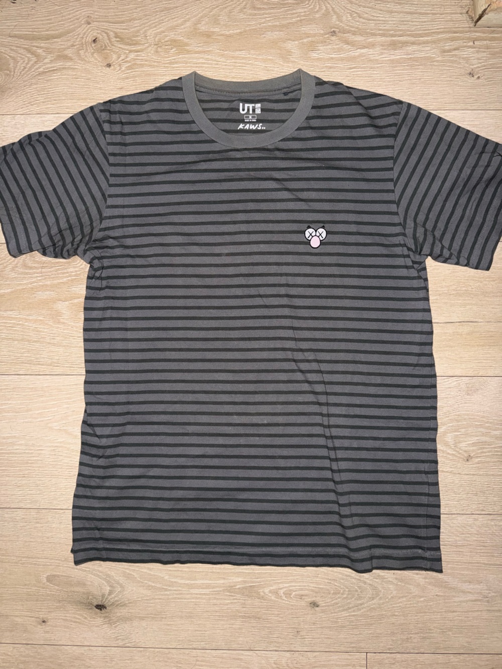 Kaws x Uniqlo Gray Striped T-Shirt